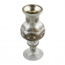 VASE-Etched Siver Mercury Glass
