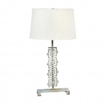 TABLE LAMP-Distressed Silver-Metal Geometric Design