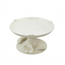 CAKE STAND-Creamware W/3D Flowers on Base