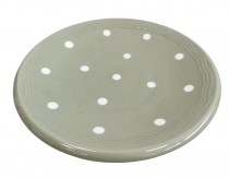 CAKE STAND-MED-GRN W/WHT DOTS