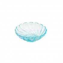 CANDY DISH-Aqua Pressed Glass W/Swirls