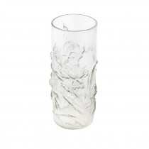 VASE-Clear Glass W/Floral Design Impression in Glass