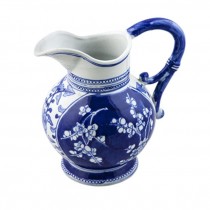 Pitcher-7"H Blu/Wht Floral/Cer