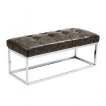 Bench Grey Tufted Faux Leather