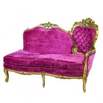 Pink Velvet Tufted RAF Chaise