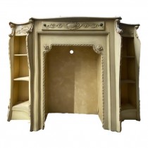 FIREPLACE-MANTEL-Faux Beige W/Shelves