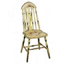 Cream/Green Spindle Back Chair