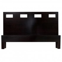 Dark Platform Bed-4 Sq Cutouts-Queen