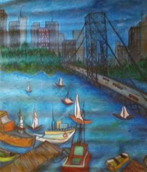 City,Bridge, & Sailboats/Paint