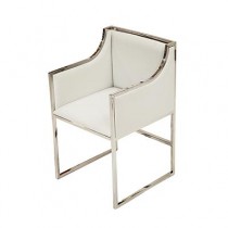 Off White Linen Chair W/Chrome