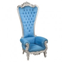 Blue Velvet Tufted Throne
