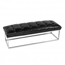 Bench Blk Tufted Faux Leather