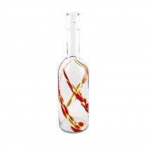 Clear Glass Bottle/Vase W/Red