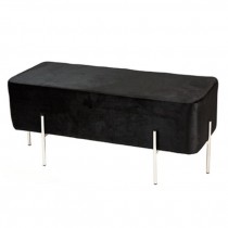 Long BLK Plush Ottoman/Chrome