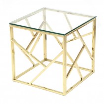 Sq Gold Metal Basket Table