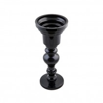 Single Blk Glass Candle Holder