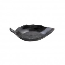 Blk Glass Leaf Dish