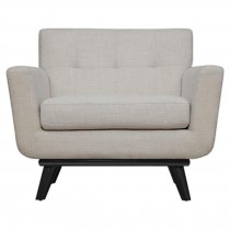 CLUB CHAIR-Beige Linen Chair-Mid Century