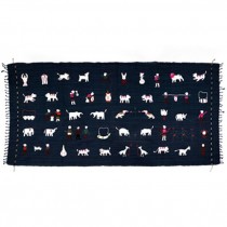 BLANKET- Navy Embroidered