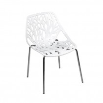 Wht Plastic Tree Chair/Chrome