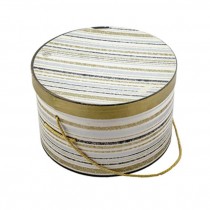 Hat box- Gold White Blk Stripe