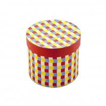 HAT BOX- Red Ylw Blue Squares