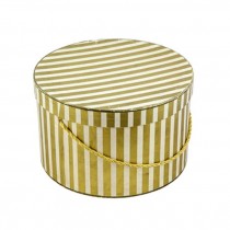 Hat Box- Gold/White Stripe
