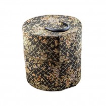 HAT BOX- Black Floral Jacquard