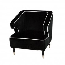 Arm Chair-Black W/Wht Piping