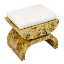 Stool-Burled Wood/White Seat