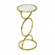 Gold Side Table/Circle W/Glass