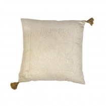 Sq Gold Pillow W/Silver Design