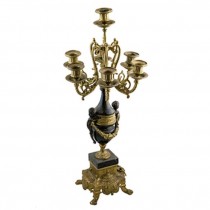 Candleabra-Black Marble-Brass