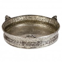 Rd Silver Floral Tray W/Sides