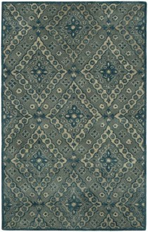 Rug-(5 x 8) Persian Aqua & Cream Diamond