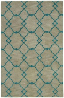 RUG-(5 x 8)Contemporary Cream/Turquoise