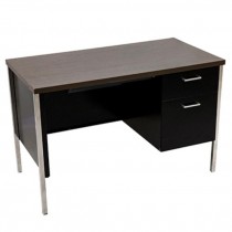 Blk Steel Frame Desk/Brwn Top