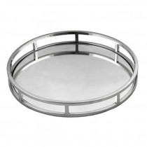 Round Chrome Mirror Tray