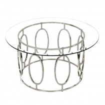 Nickel Circle Coffee Table/Gl