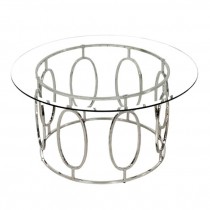 Nickel Circle Coffee Table/Gl