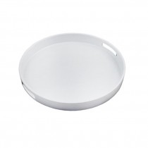 Round White Lacquer Tray