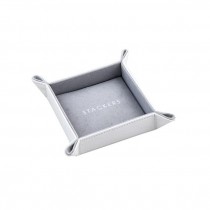Square White Leather Tray