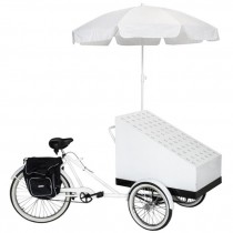 Black/White Bike W/Front Cart & Saddle Bags