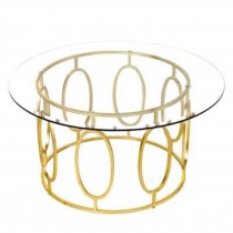 COFFEE TABLE-Gold Circles/Glass Top