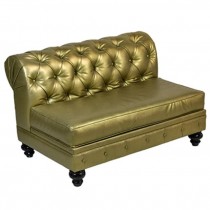 Sofa- Armless Gold Chesterfield- Tufted Roll Back