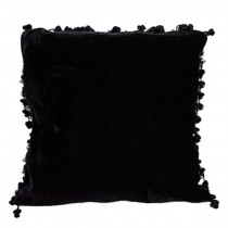 PILLOW-Square Black Velvet/Fringe