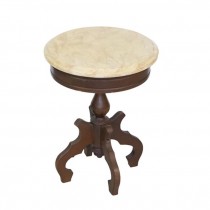 SIDE TABLE- Round Faux Marble Top W/Wood Base