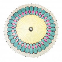 PARASOL-Vintage White, Aqua, W/Pink Spots