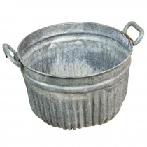 BUCKET-Galvanized Metal W/Fluted Bottom & Handles