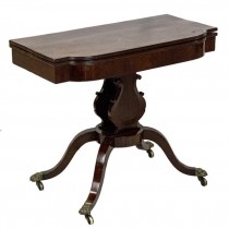 TABLE-Mahogany Flip Top Table/Brass Claw Feet